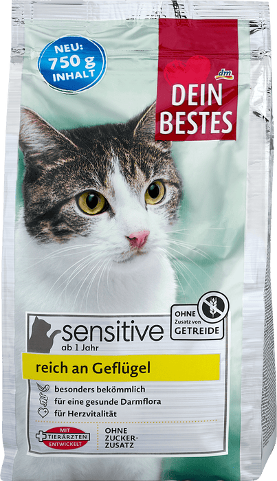 Суха храна за котки Sensitive с птиче месо, 750 g
