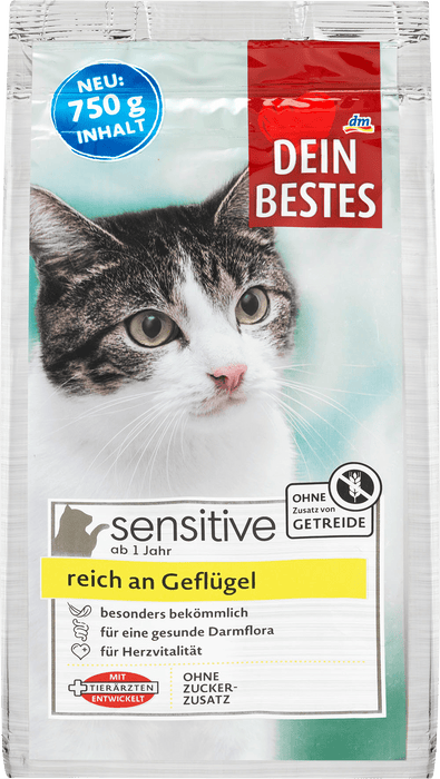 Суха храна за котки Sensitive с птиче месо, 750 g