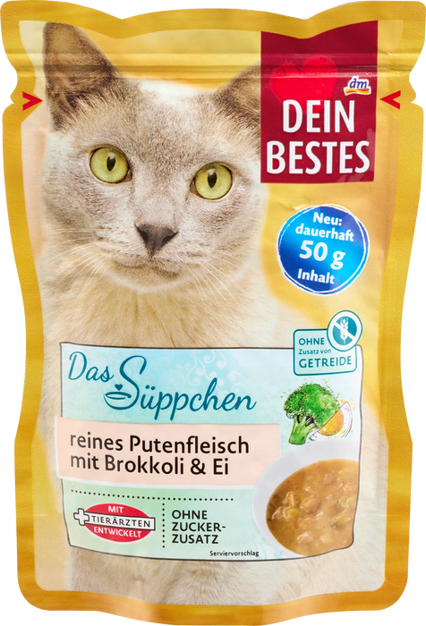 Супа за котки с пуешко месо, броколи и яйце, 50 g
