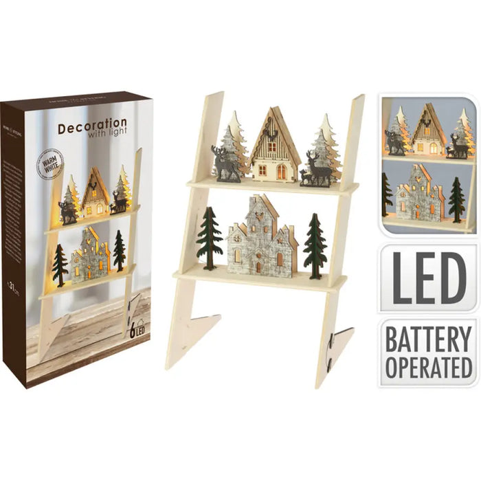 ДЕКО СТЪЛБА С КЪЩИ 20X18X31CM LED AX5308250