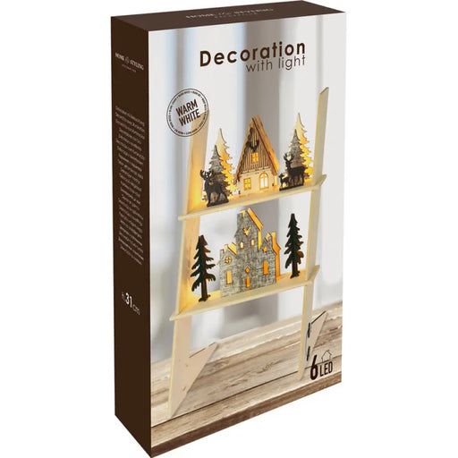 ДЕКО СТЪЛБА С КЪЩИ 20X18X31CM LED AX5308250