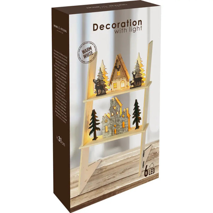 ДЕКО СТЪЛБА С КЪЩИ 20X18X31CM LED AX5308250