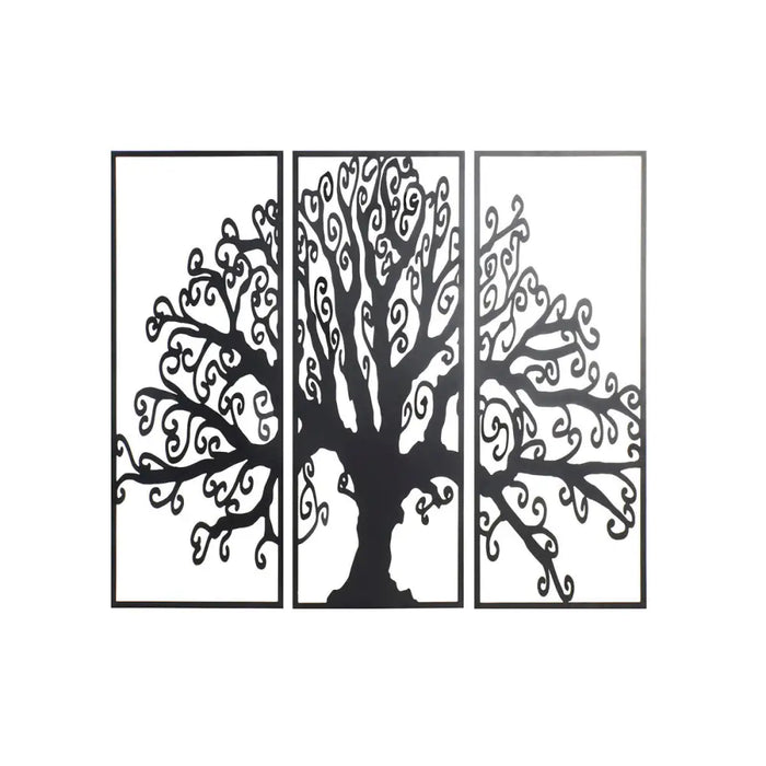 Декорация за стена DKD Home Decor 3 Части Черен Дърво Метал