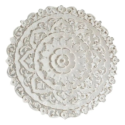 Декорация за стена DKD Home Decor Бял Mandala Дървен MDF