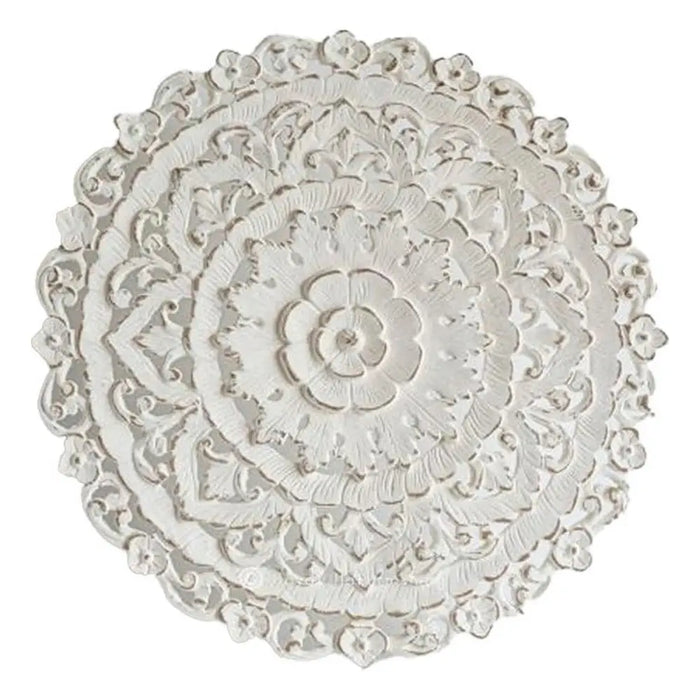 Декорация за стена DKD Home Decor Бял Mandala Дървен MDF
