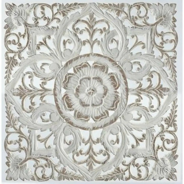 Декорация за стена DKD Home Decor Бял Mandala Дървен MDF