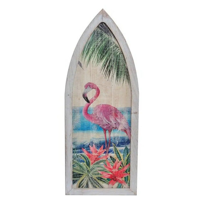 Декорация за стена DKD Home Decor Дървен Розово фламинго