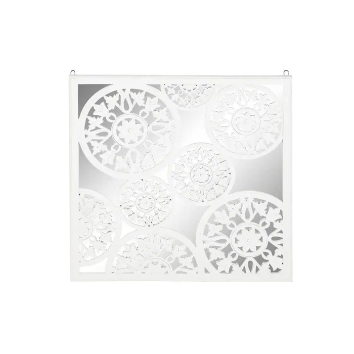 Декорация за стена DKD Home Decor Огледало Бял Дървен MDF