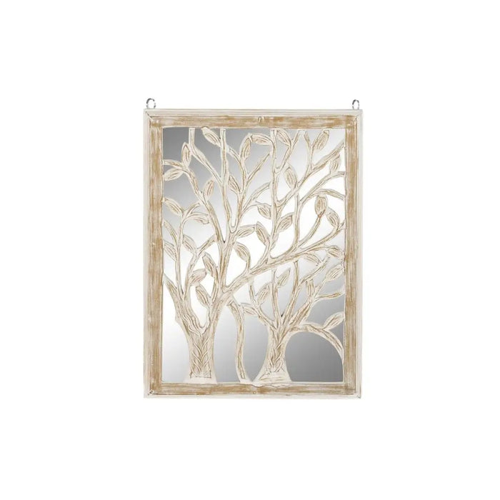 Декорация за стена DKD Home Decor Огледало Дърво Бял Дървен