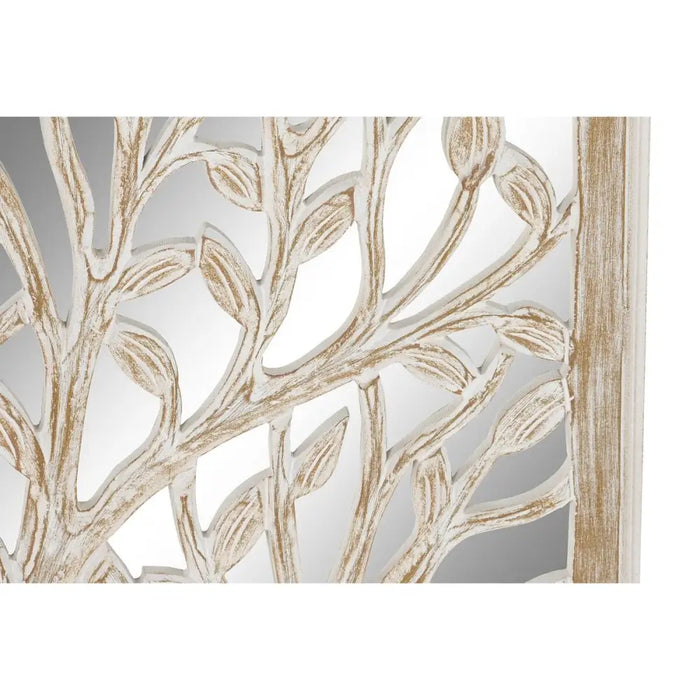 Декорация за стена DKD Home Decor Огледало Дърво Бял Дървен