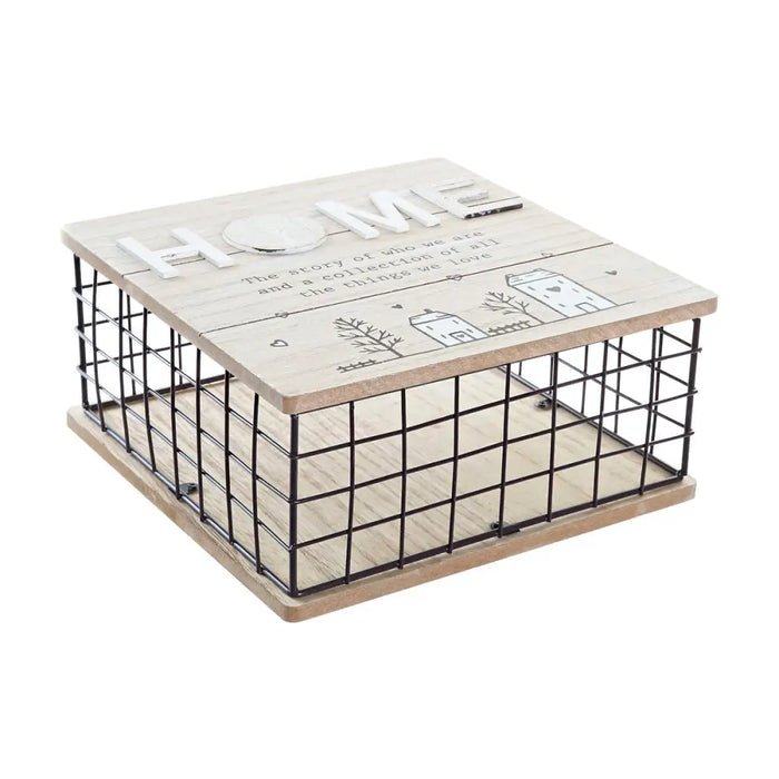 Декоративна кутия DKD Home Decor Черен Естествен Метал