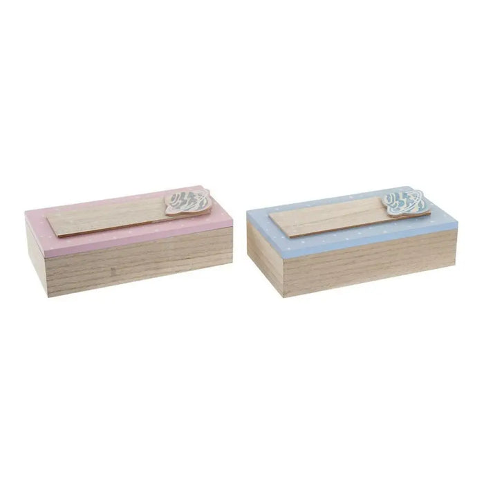 Декоративна кутия DKD Home Decor Естествен Алуминий Дървен