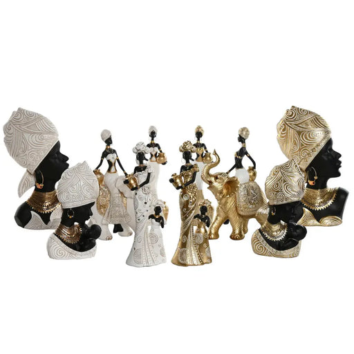 Декоративна фигурка Home ESPRIT Бял Черен Златен Африканка