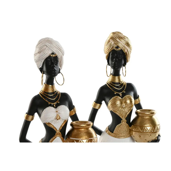 Декоративна фигурка Home ESPRIT Бял Черен Златен Африканка