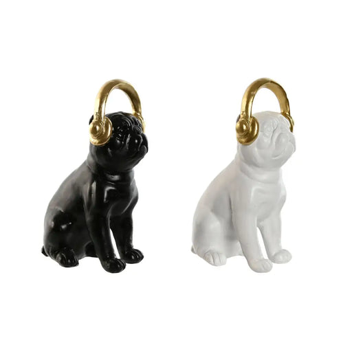 Декоративна фигурка Home ESPRIT Бял Черен Златен Куче 12 x