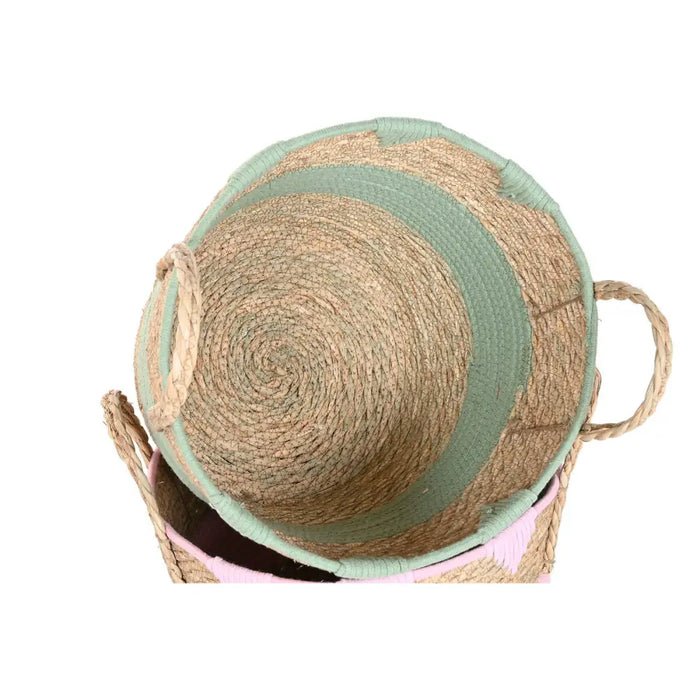 Декоративна Кошница Home ESPRIT Син Зелен Розов Естествен