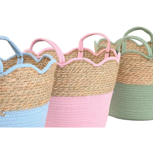 Декоративна Кошница Home ESPRIT Син Зелен Розов Естествен