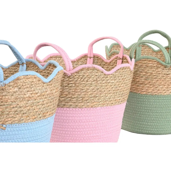 Декоративна Кошница Home ESPRIT Син Зелен Розов Естествен