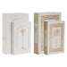 Декоративна кутия Home ESPRIT Бял Златен Дървен MDF (2 броя)