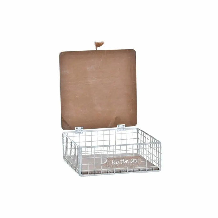 Декоративна кутия DKD Home Decor Бял Кафяв Дървен Метал