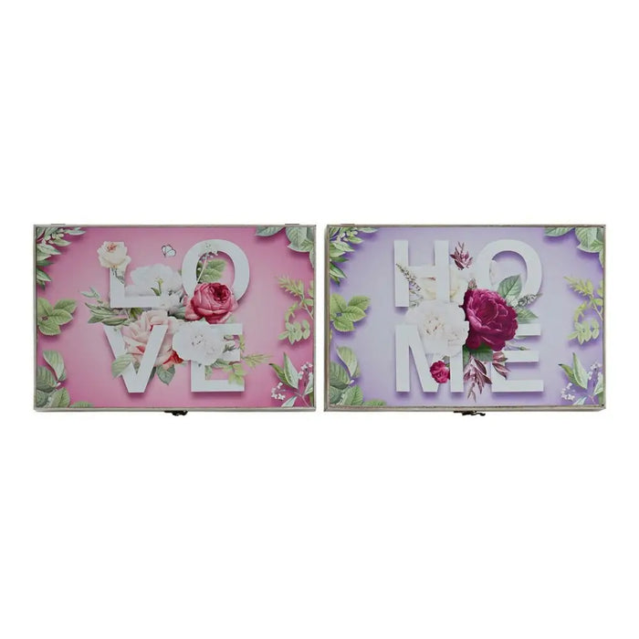 Декоративна кутия DKD Home Decor Розов Люляк Дървен MDF