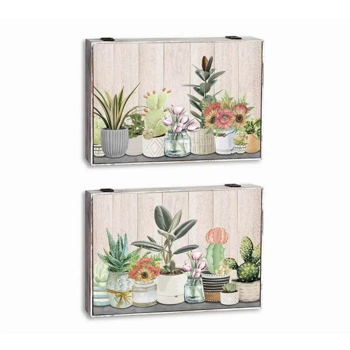 Декоративна кутия DKD Home Decor Зелен Бежов Дървен MDF