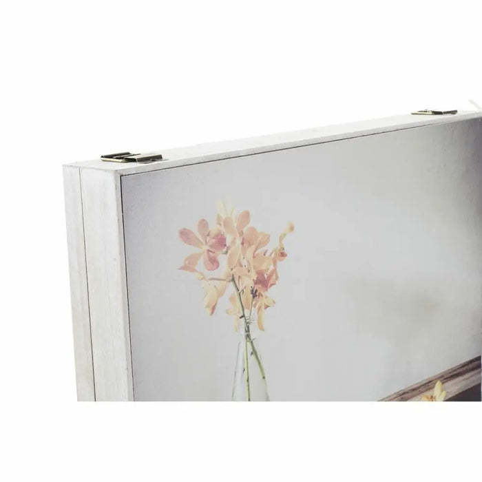 Декоративна кутия DKD Home Decor Жълт Бежов Розов Дървен