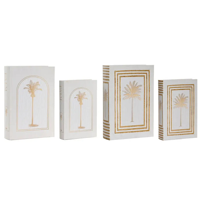 Декоративна кутия Home ESPRIT Бял Златен Дървен MDF (2 броя)