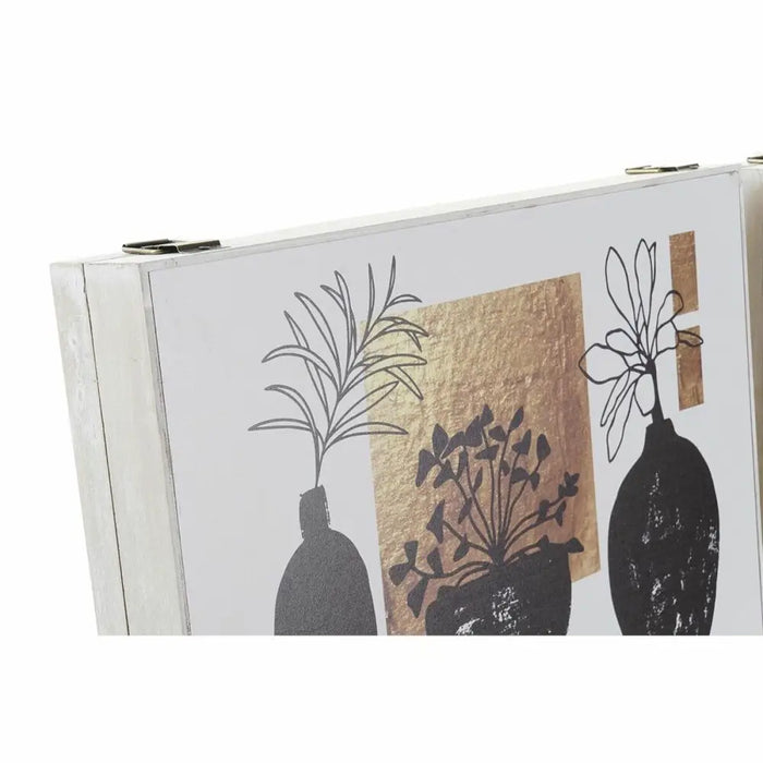 Декоративна кутия DKD Home Decor Бял Черен Златен Дървен
