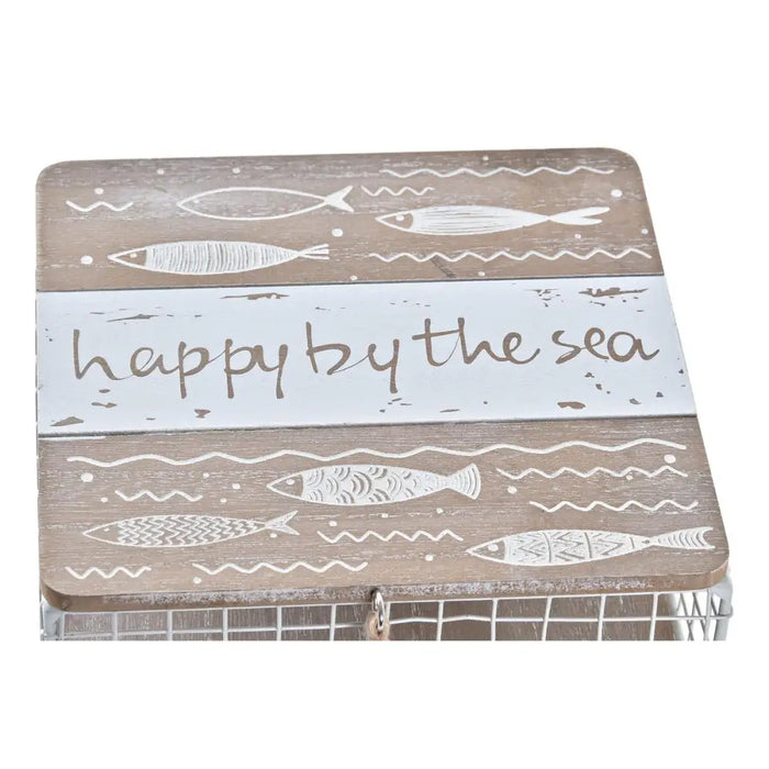 Декоративна кутия DKD Home Decor Бял Кафяв Дървен Метал