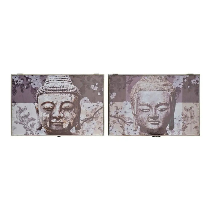 Декоративна кутия DKD Home Decor Сив Дървен MDF Буда