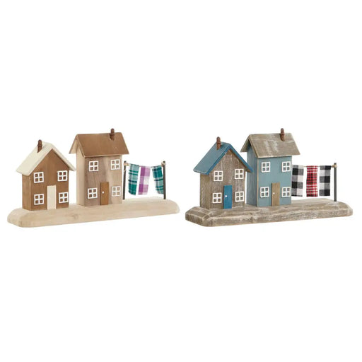 Декоративна фигурка Home ESPRIT Син Червен Многоцветен Къщи