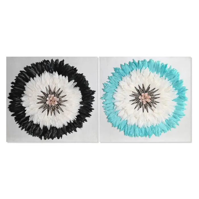 Декорация за стена DKD Home Decor Бял Черен 60 x 6 x 60 cm
