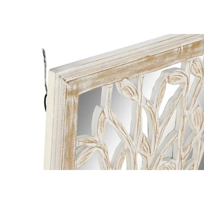 Декорация за стена DKD Home Decor Огледало Дърво Бял Дървен
