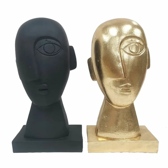 Декоративна фигурка DKD Home Decor Лице Черен Златен 14,5 x