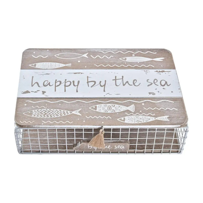 Декоративна кутия DKD Home Decor Бял Кафяв Дървен Метал