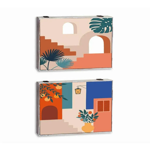 Декоративна кутия DKD Home Decor Многоцветен Дървен MDF