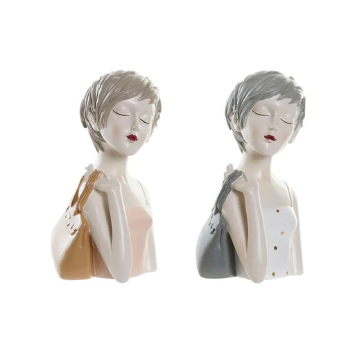 Декоративна фигурка DKD Home Decor Дама Розов Бял 15 x 15 x