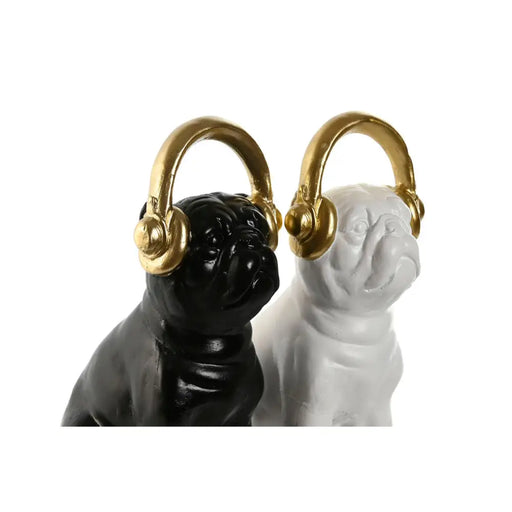 Декоративна фигурка Home ESPRIT Бял Черен Златен Куче 12 x