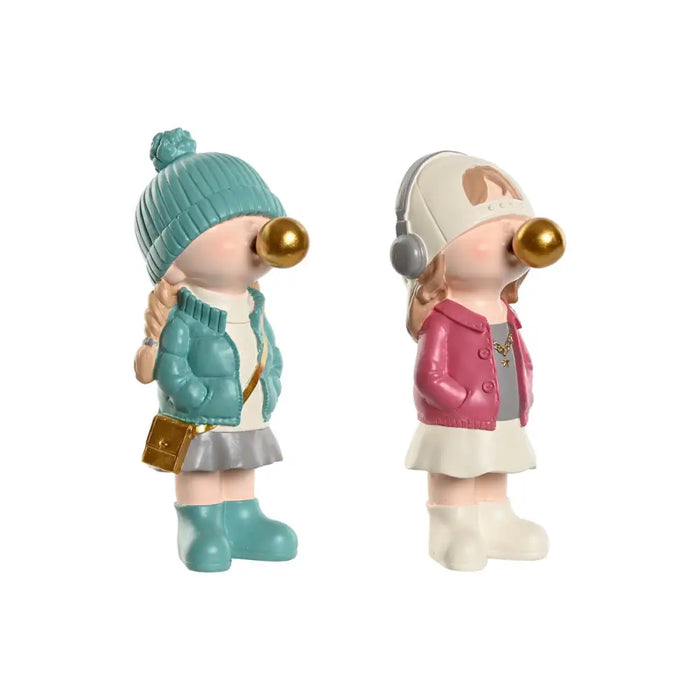 Декоративна фигурка Home ESPRIT Розов цвят тюркоаз Златен 8