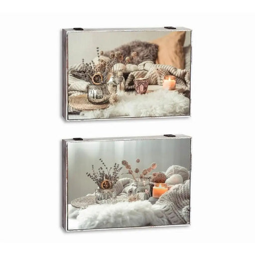 Декоративна кутия DKD Home Decor Многоцветен Дървен MDF Spa