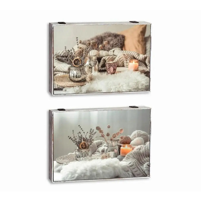 Декоративна кутия DKD Home Decor Многоцветен Дървен MDF Spa