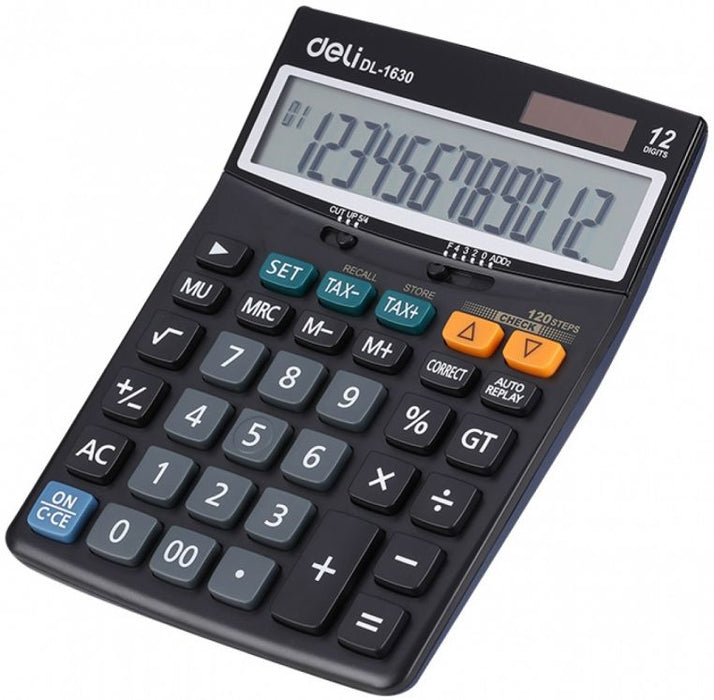 Калкулатор Deli Core - E1630, 12 dgt, черен