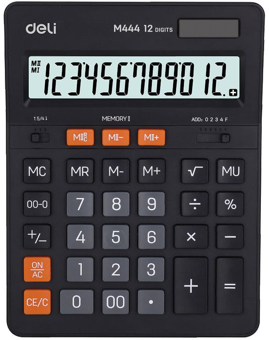 Калкулатор Deli Exceed - EM444, 12 dgt, черен