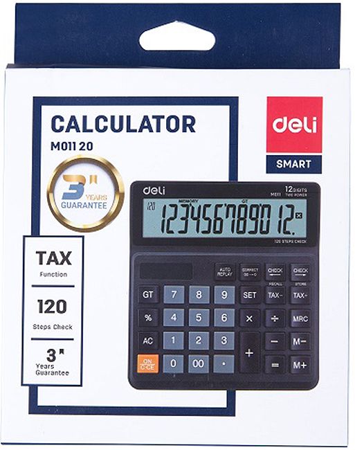 Калкулатор Deli Smart - EM01120, 12 dgt, черен