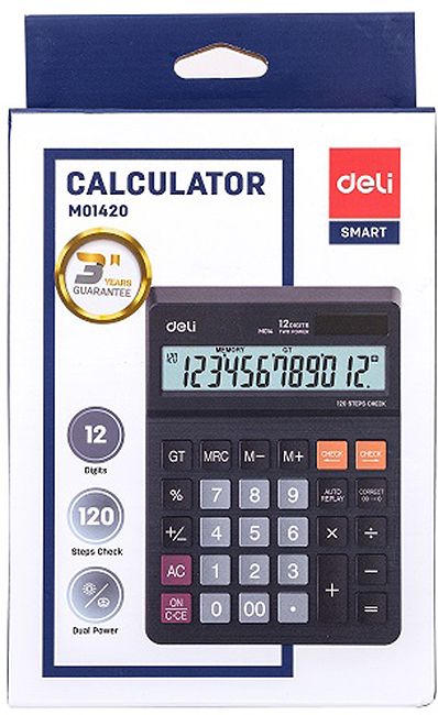Калкулатор Deli Smart - EM01420, 12 dgt, черен