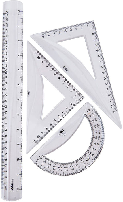 Комплект за чертане Deli Pioneer - EG00512, 4 части, с линия 30 cm