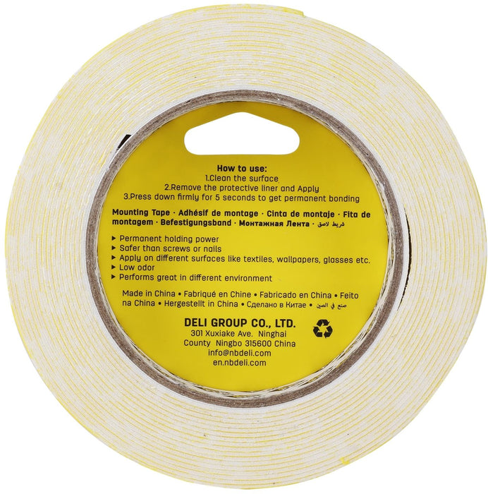 Двойнолепяща лента Deli - EA35113, 25.4 mm х 5 m, бяла