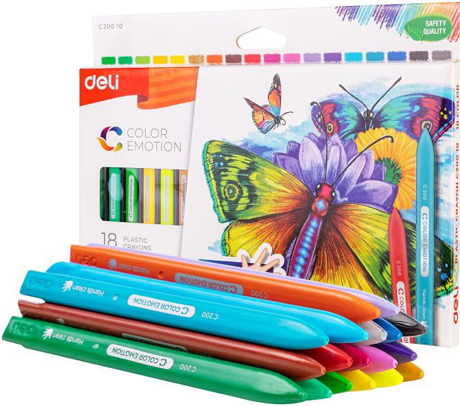 Пастели пластик Deli Color Emotion - EC20010, 18 цвята