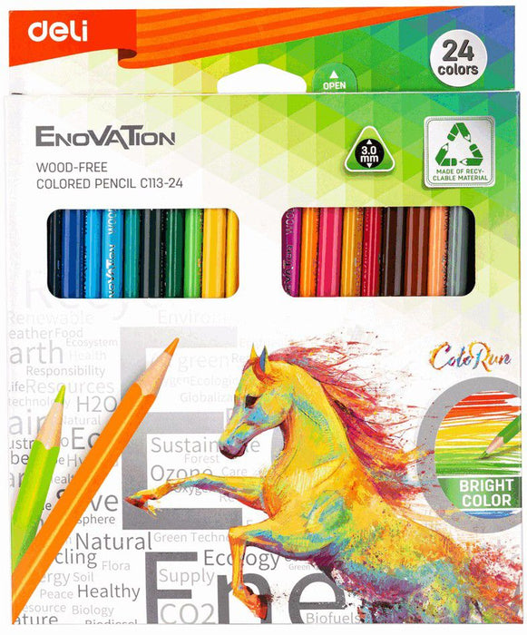 Цветни моливи Deli Enovation - EC113-24, 24 цвята